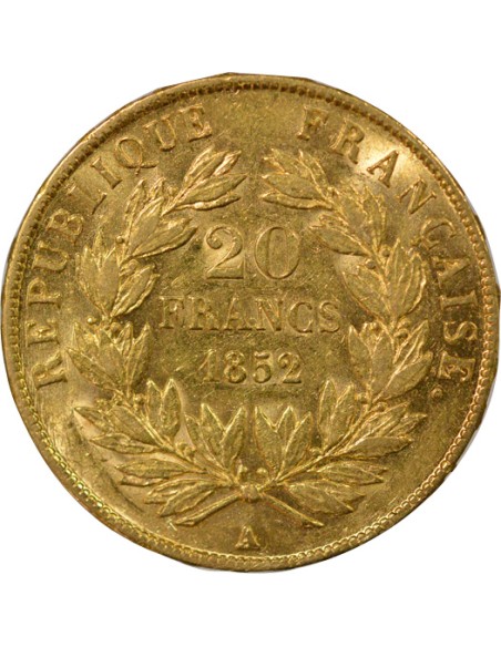 Bonaparte Charles Louis Napoléon (Napoléon III) 20 francs Or 1852 A - Paris