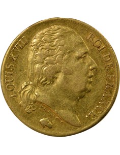 Louis XVIII Tête nue 20 francs Or 1818 T Nantes 2