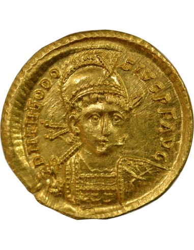 Rome Empire Théodose II Victoire à la Croix 1 solidus Or 420-422 Constantinople
