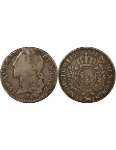 Louis XV au Bandeau 1 écu Argent 1757 Pau (Vache)