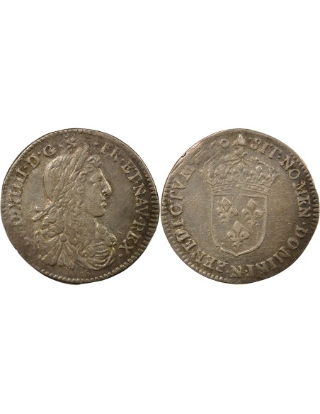 Louis XIV Au Buste juvénile 1/12 ecu Argent 1660 N Montpellier