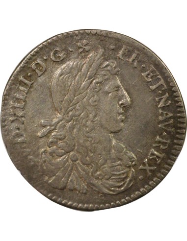 Louis XIV Au Buste juvénile 1/12 ecu Argent 1660 N Montpellier