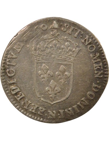 Louis XIV Au Buste juvénile 1/12 ecu Argent 1660 N Montpellier