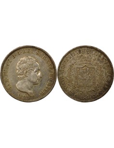 Sardaigne Charles-Félix 5 lire Argent 1829 CL Gênes