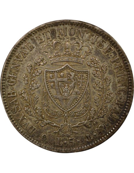 Sardaigne Charles-Félix 5 lire Argent 1829 CL Gênes
