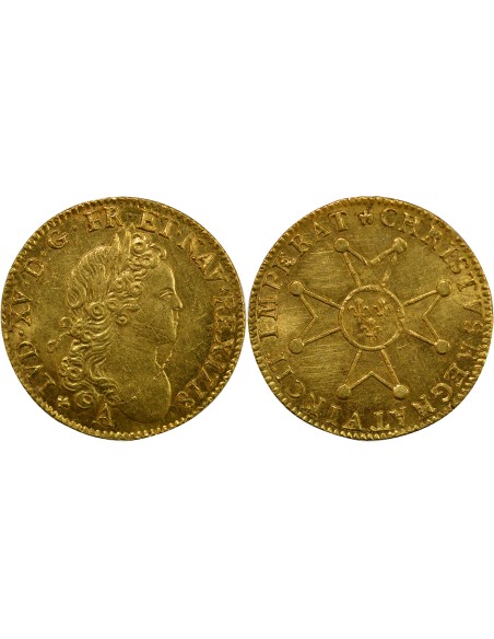 Louis XV à la Croix de St Esprit 1 louis d'or Or 1718 A - Paris