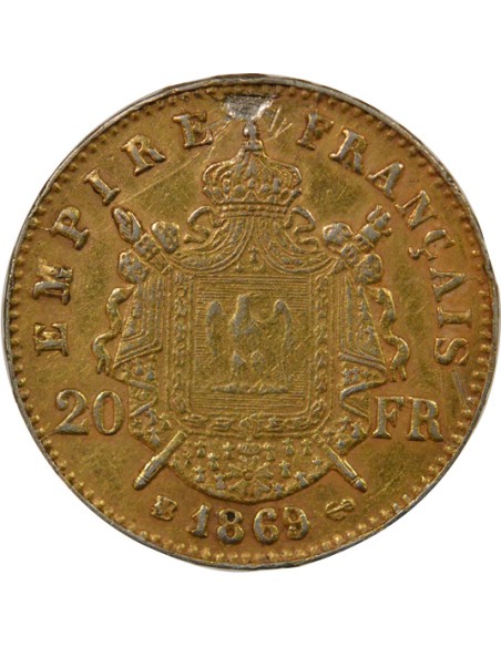Napoléon III 20 francs Platine dorée 1869 BB Strasbourg