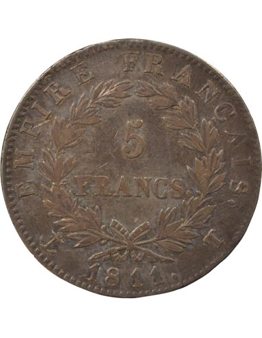Roi d'Italie Empire 5 francs Argent 1811 T Nantes