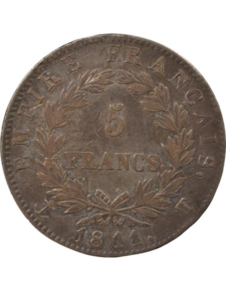 Roi d'Italie Empire 5 francs Argent 1811 T Nantes
