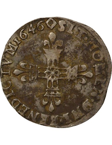 Louis XIV 1/4 ecu Argent 1646 T Nantes