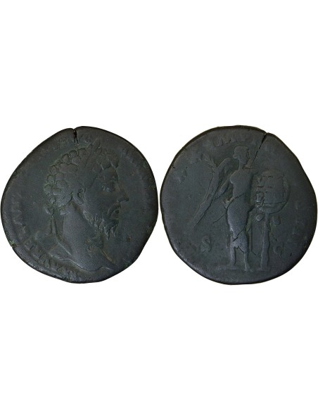 Rome Empire Marc Aurèle Victoire sur les Parthes 1 sesterce Laiton 166 R Rome