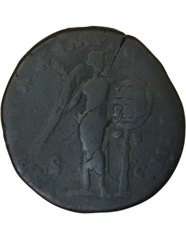 Rome Empire Marc Aurèle Victoire sur les Parthes 1 sesterce Laiton 166 R Rome