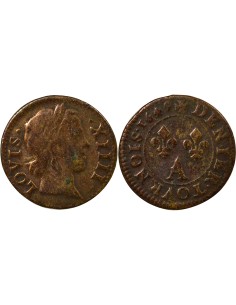 Louis XIII Type de Warin 1 denier Cuivre 1649 A - Paris