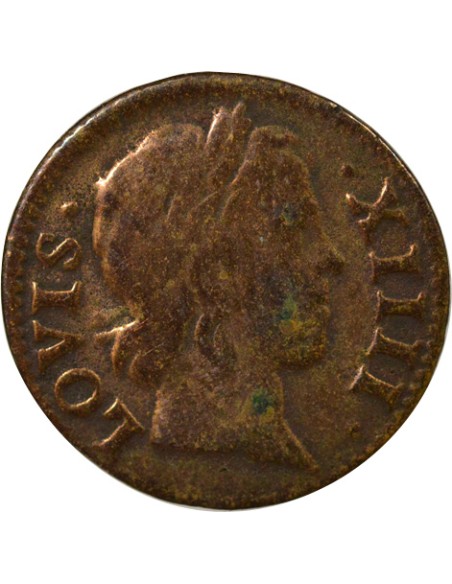 Louis XIII Type de Warin 1 denier Cuivre 1649 A - Paris