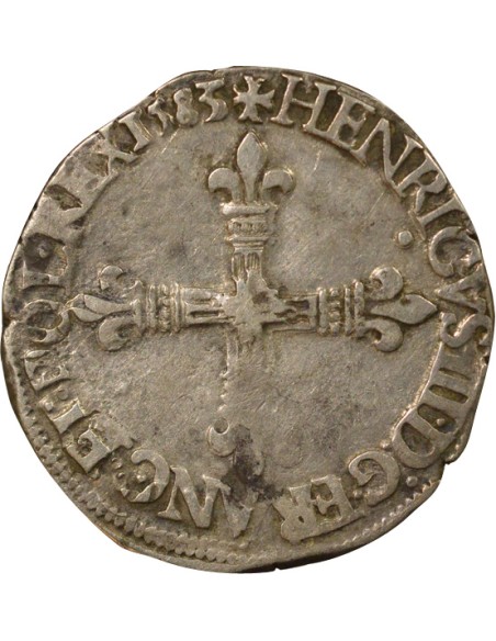 Henri III 1/4 ecu Argent 1583 T Nantes