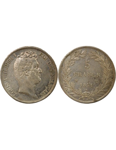Louis-Philippe Ier Tr. en Creux 5 francs Argent 1831 W Lille