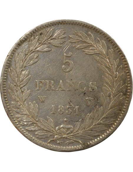 Louis-Philippe Ier Tr. en Creux 5 francs Argent 1831 W Lille