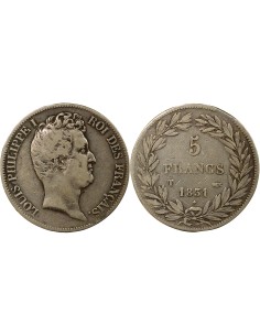 Louis-Philippe Ier Tr. en Creux 5 francs Argent 1831 T Nantes