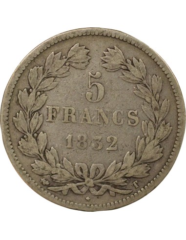 Louis-Philippe Ier Tr. en Relief 5 francs Argent 1832 T Nantes