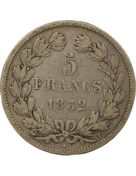 Louis-Philippe Ier Tr. en Relief 5 francs Argent 1832 T Nantes