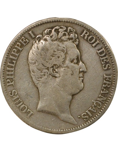 Louis-Philippe Ier Tr. en Creux 5 francs Argent 1831 Q Perpignan