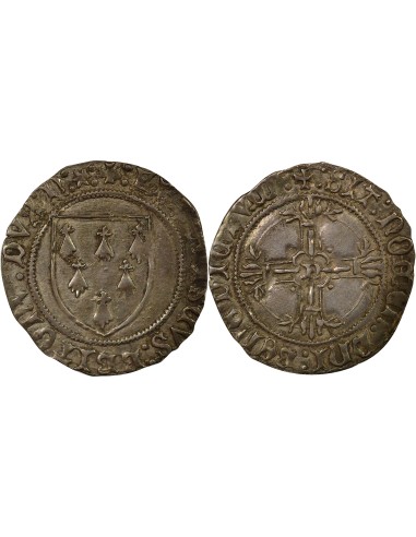 Duché de Bretagne François II de Bretagne A l'Ecu 1 gros Argent 1474-1484 T Nantes