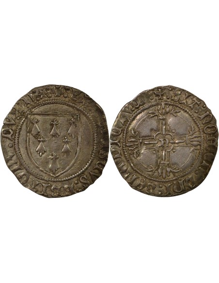 Duché de Bretagne François II de Bretagne A l'Ecu 1 gros Argent 1474-1484 T Nantes