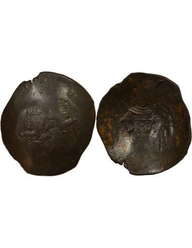 Empire Byzantin Isaac II Ange 1 aspron trachy Billon 1185 - 1195 Constantinople