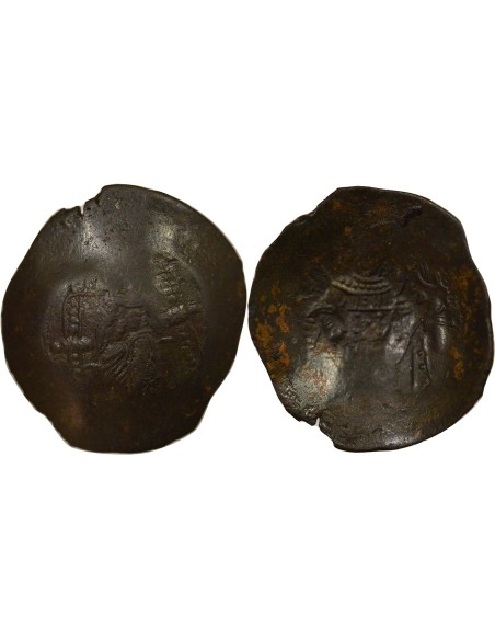 Empire Byzantin Isaac II Ange 1 aspron trachy Billon 1185 - 1195 Constantinople