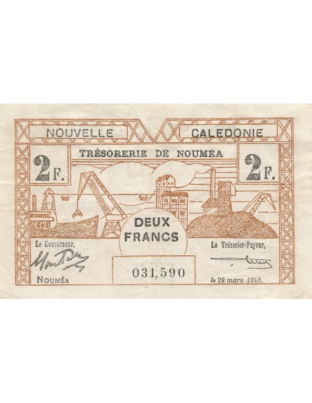 Nle Calédonie 2 francs 1943