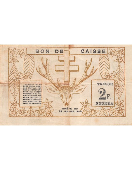 Nle Calédonie 2 francs 1943