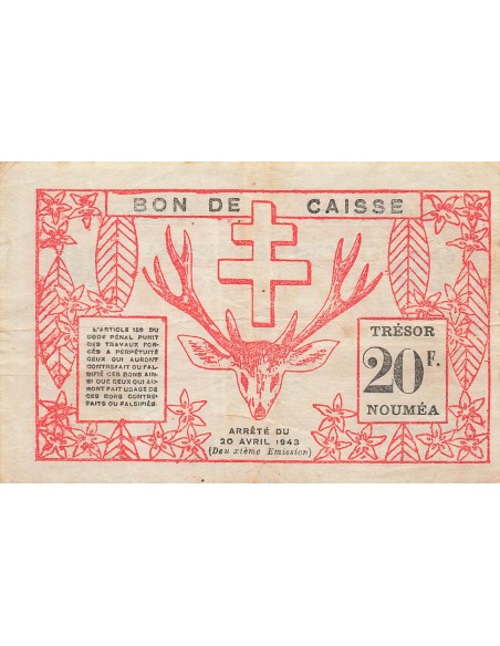 Nle Calédonie 20 francs 1943