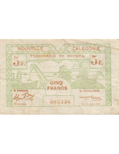 Nle Calédonie 5 francs 1943