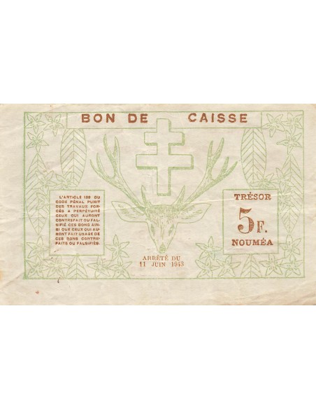 Nle Calédonie 5 francs 1943