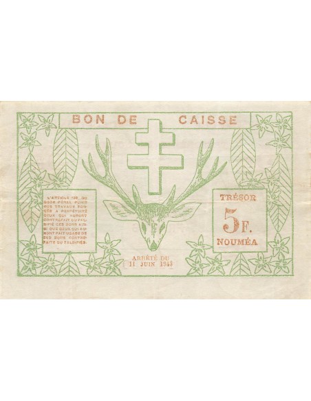 Nle Calédonie 5 francs 1943