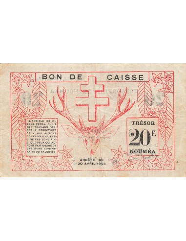 Nle Calédonie 20 francs 1943