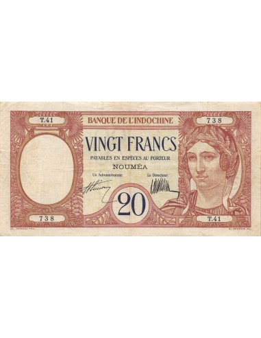 Nle Calédonie 20 francs 1929