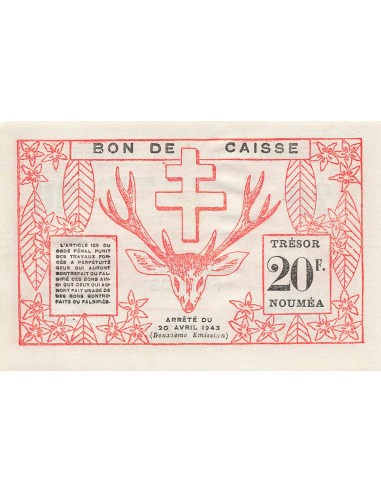 Nle Calédonie 20 francs 1943