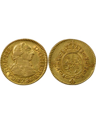 Espagne Charles III d'Espagne 3e Type 1/2 escudo Or 1786 AI Madrid