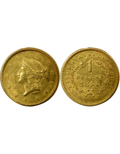 USA Liberty Head 1 Dollar Or 1851 Philadelphie