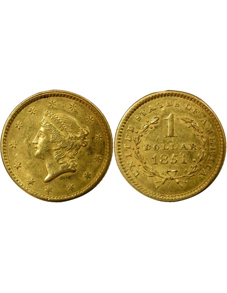 USA Liberty Head 1 Dollar Or 1851 Philadelphie