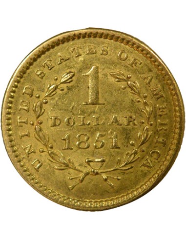 USA Liberty Head 1 Dollar Or 1851 Philadelphie