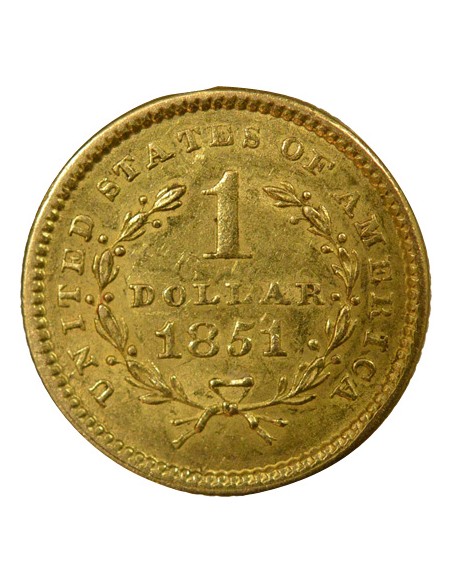 USA Liberty Head 1 Dollar Or 1851 Philadelphie