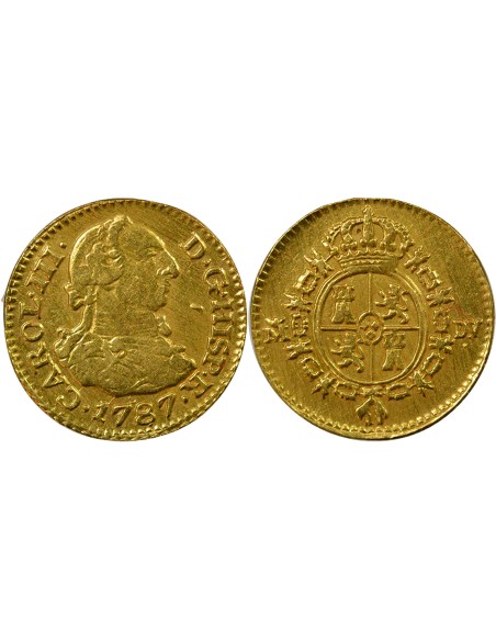 Espagne Charles III d'Espagne 3e Type 1/2 escudo Or 1787 AI Madrid