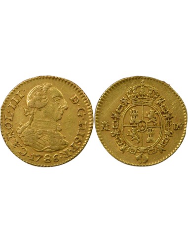 Espagne Charles III d'Espagne 3e Type 1/2 escudo Or 1786 AI Madrid