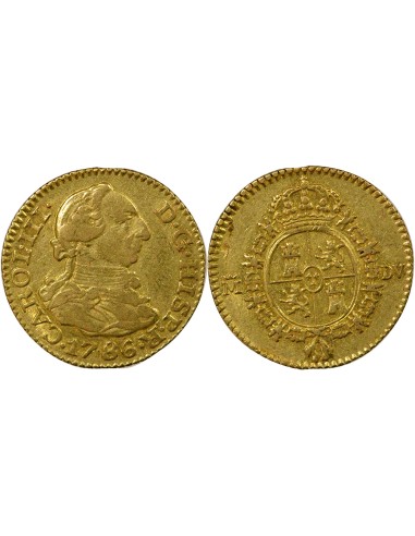 Espagne Charles III d'Espagne 3e Type 1/2 escudo Or 1786 AI Madrid