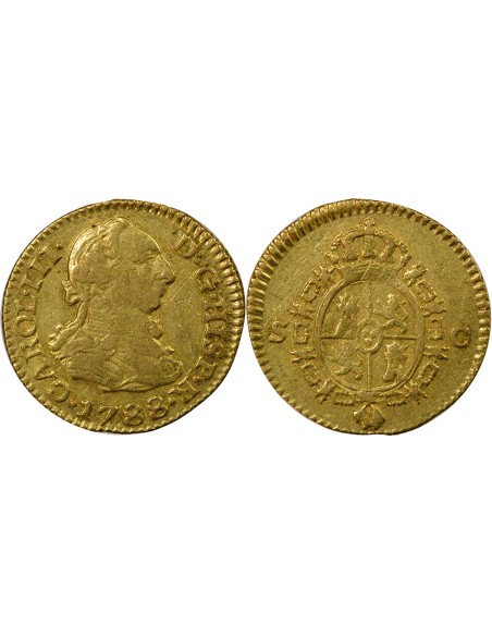 Espagne Charles III d'Espagne 3e Type 1/2 escudo Or 1788 AI Madrid