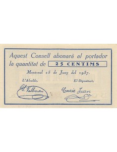 Espagne 25 centimos 1937