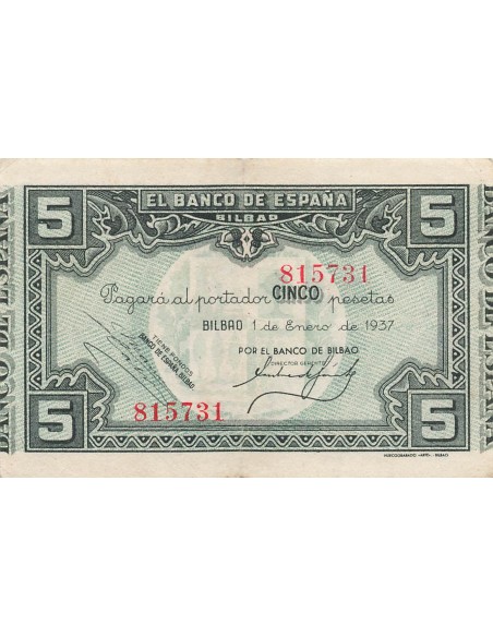 Espagne 5 pesetas 1937