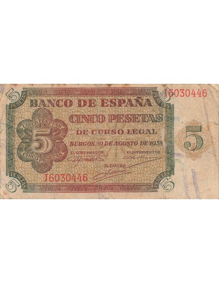 Espagne 5 pesetas 1938